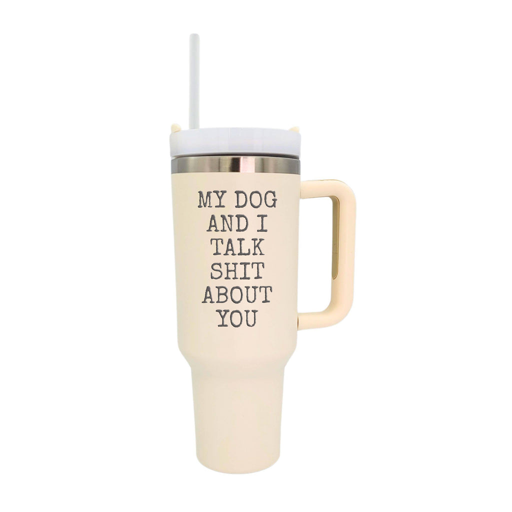 40 Oz. My Dog And I Handled Insulated Tumbler With Straw: Black - The Dog Shop