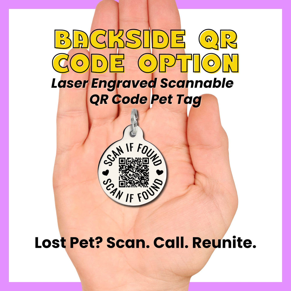 Funny Dog ID Tag w/ Scannable QR Code - Walking Vet Bill: Charm (blank backside) / Black / Large - The Dog Shop