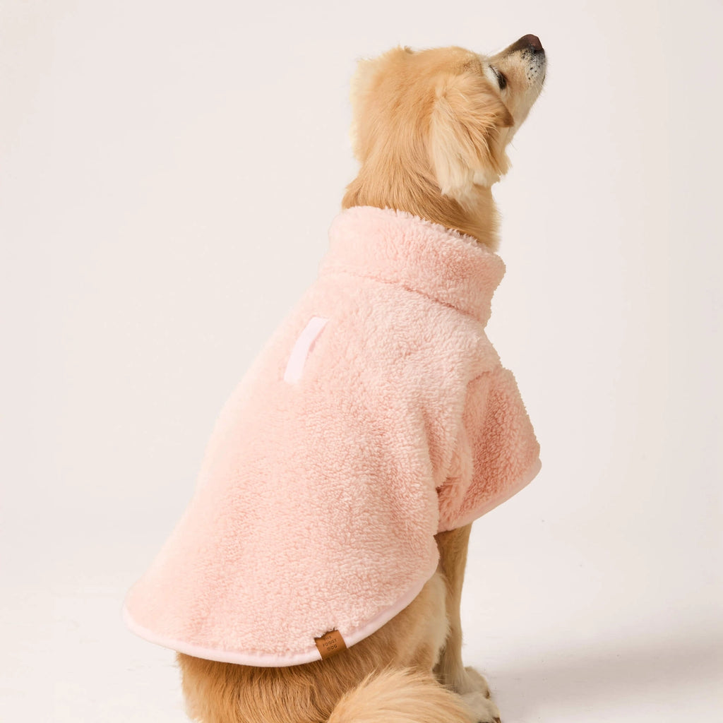 The Foggy Dog Quarter Zip Sherpa Jacket - Pink - The Dog Shop