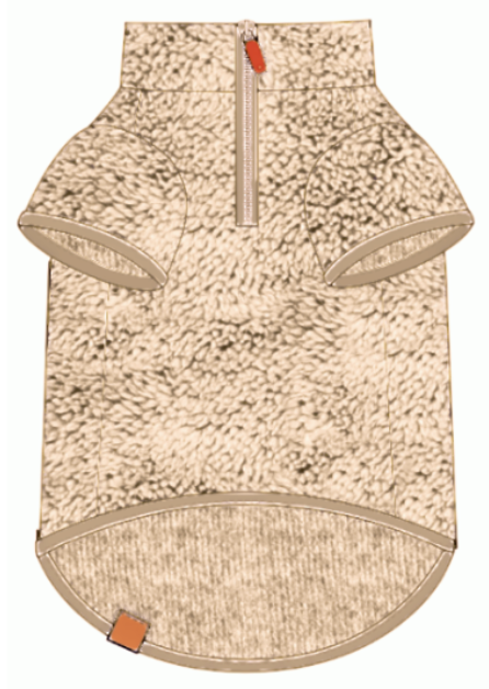 The Foggy Dog Quarter Zip Sherpa Dog Jacket - Latte - The Dog Shop