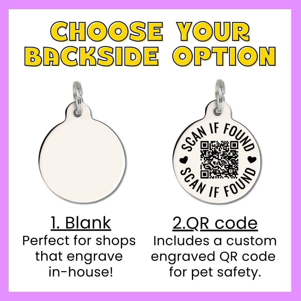Dog Tag w/ Personalized QR Code - Can't Control my Licker: Teal / Collar Charm (blank backside) / Large 1.25" - The Dog Shop