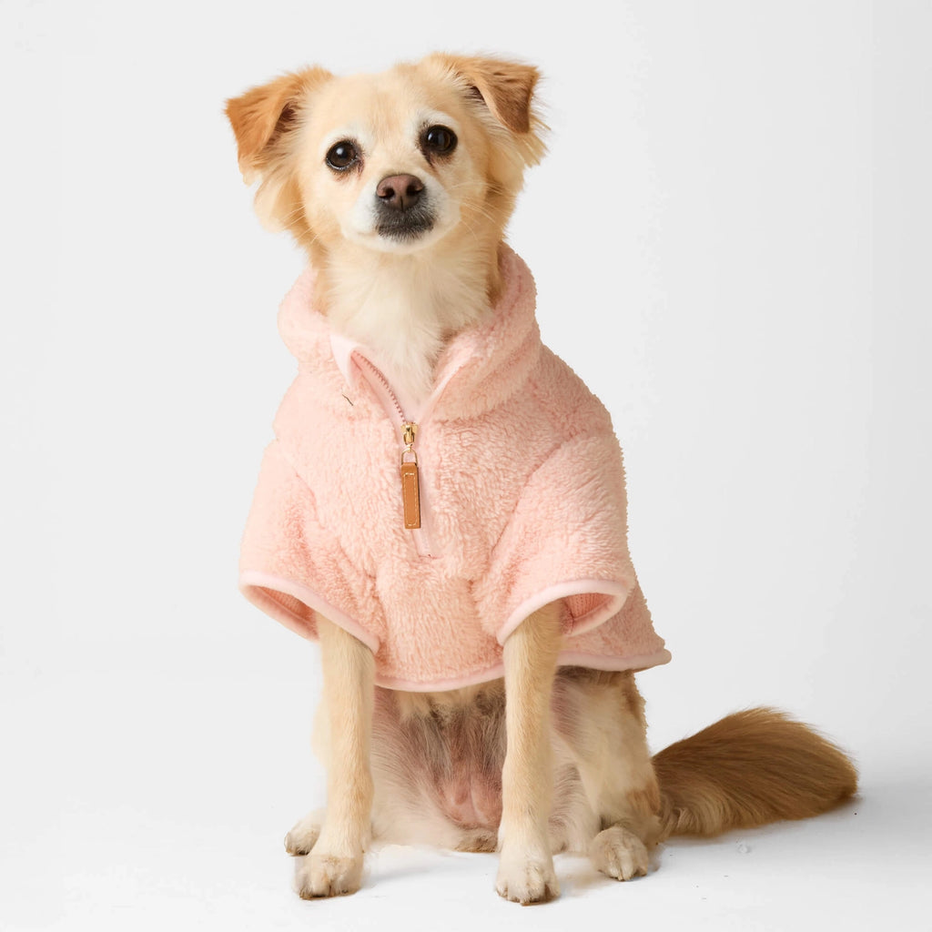 The Foggy Dog Quarter Zip Sherpa Jacket - Pink - The Dog Shop