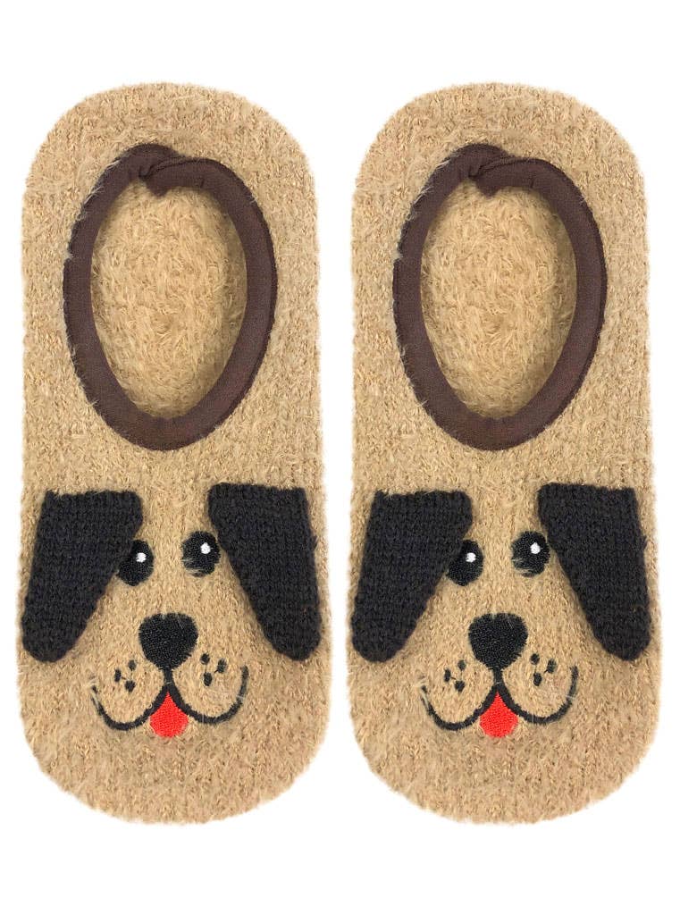 Puppy Dog Fuzzy Slipper Socks - Brown - The Dog Shop