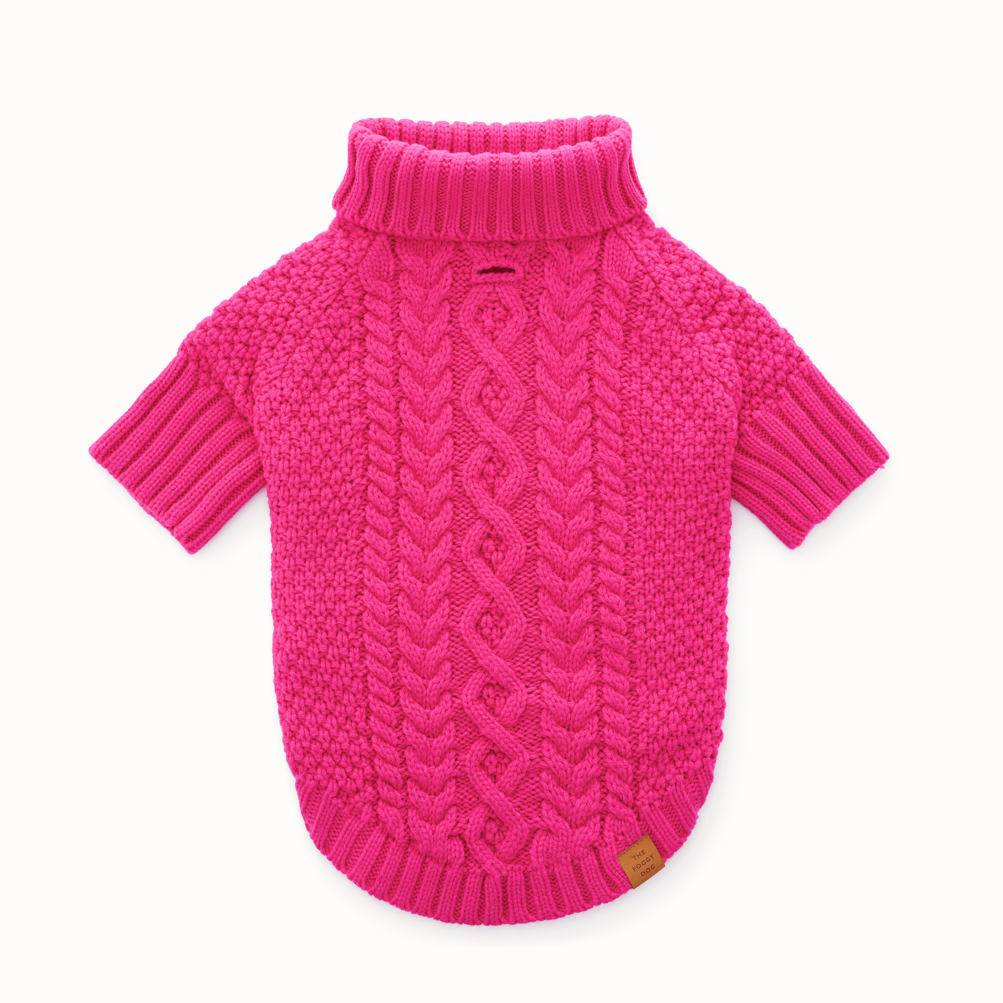 The Foggy Dog Hot Pink Cable Knit Dog Sweater XXL