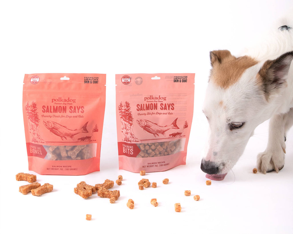 Polkadog Salmon Says Dog Treats (Bone Shaped) - The Dog Shop
