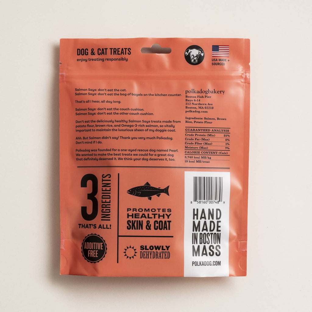 Polkadog Salmon Says Dog Treats (Bone Shaped) - The Dog Shop