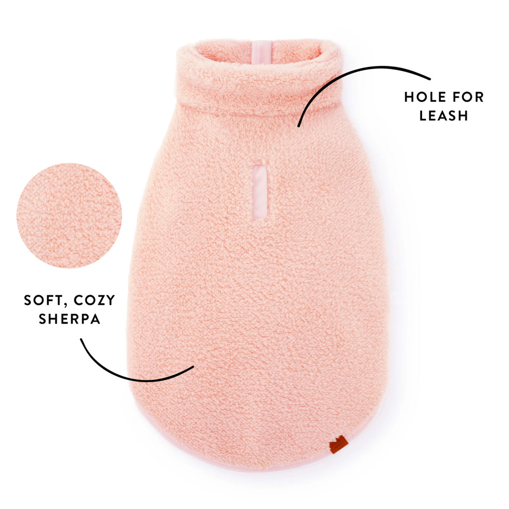 The Foggy Dog Quarter Zip Sherpa Jacket - Pink - The Dog Shop