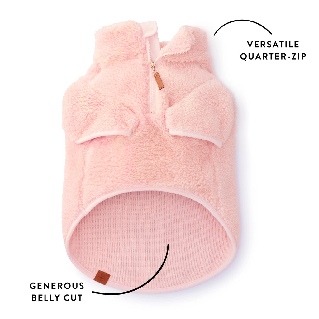 The Foggy Dog Quarter Zip Sherpa Jacket - Pink - The Dog Shop
