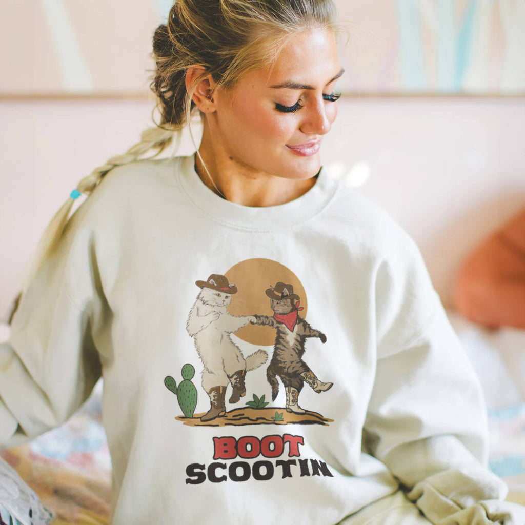  Boot Scootin Kitties Fleece Crewneck - The Dog Shop