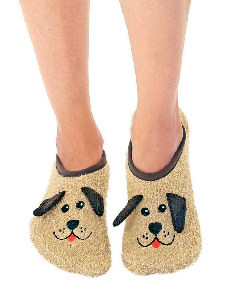 Puppy Dog Fuzzy Slipper Socks - Brown - The Dog Shop