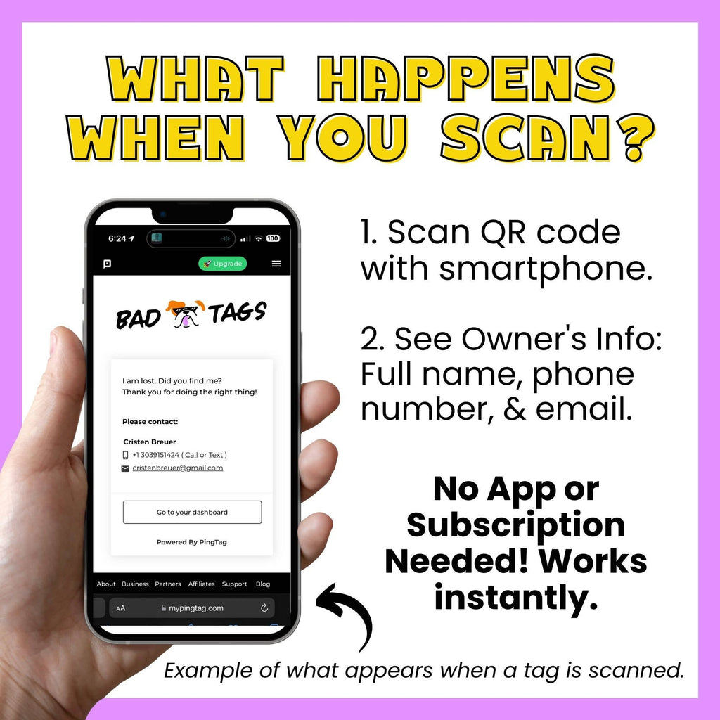 Funny Dog Collar Charm Pet ID Tag - Here to Fuck Shit Up: Engraved QR Code / Large 1.25" - The Dog Shop