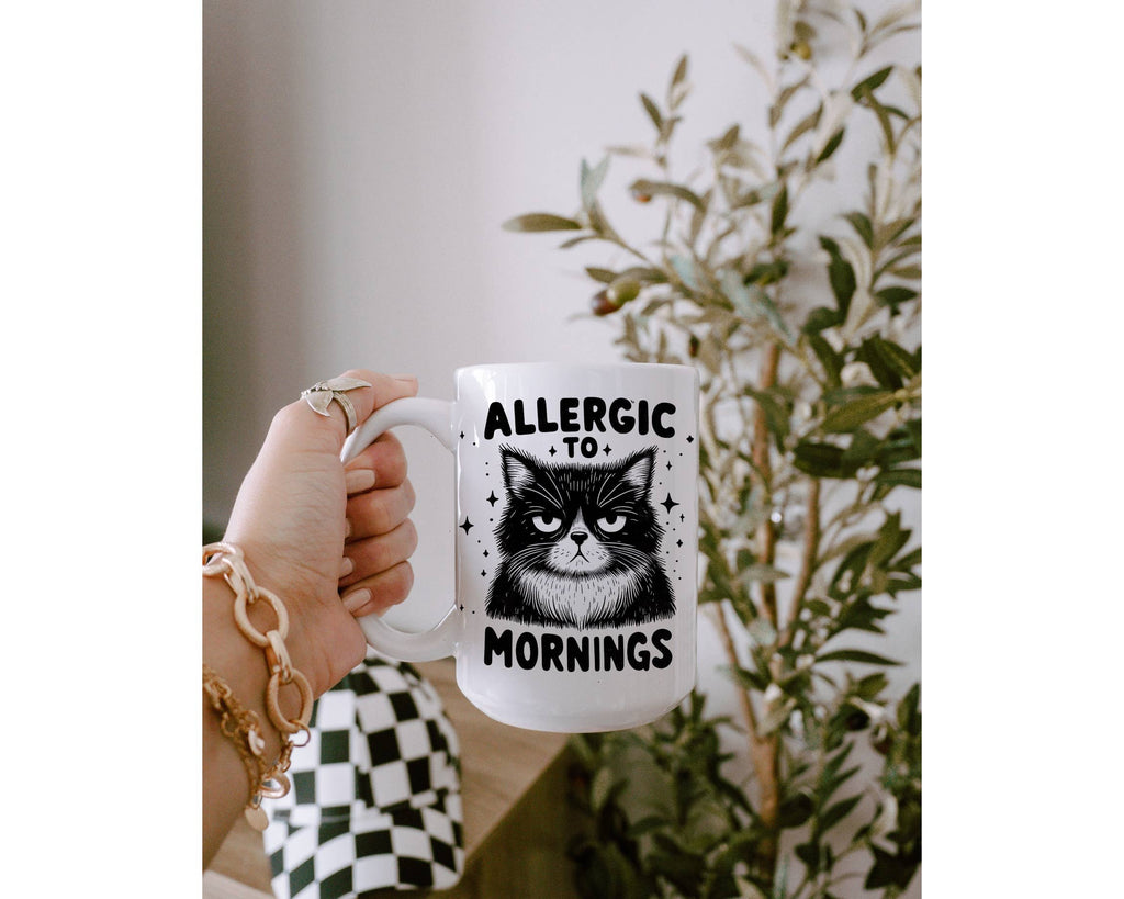 Allergic to Mornings Cat Mug: 15 oz - The Dog Shop