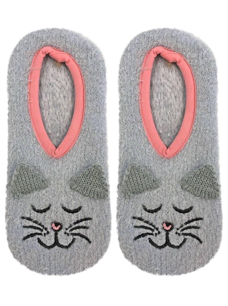 Cat Nap Fuzzy Slipper Socks - Gray - The Dog Shop