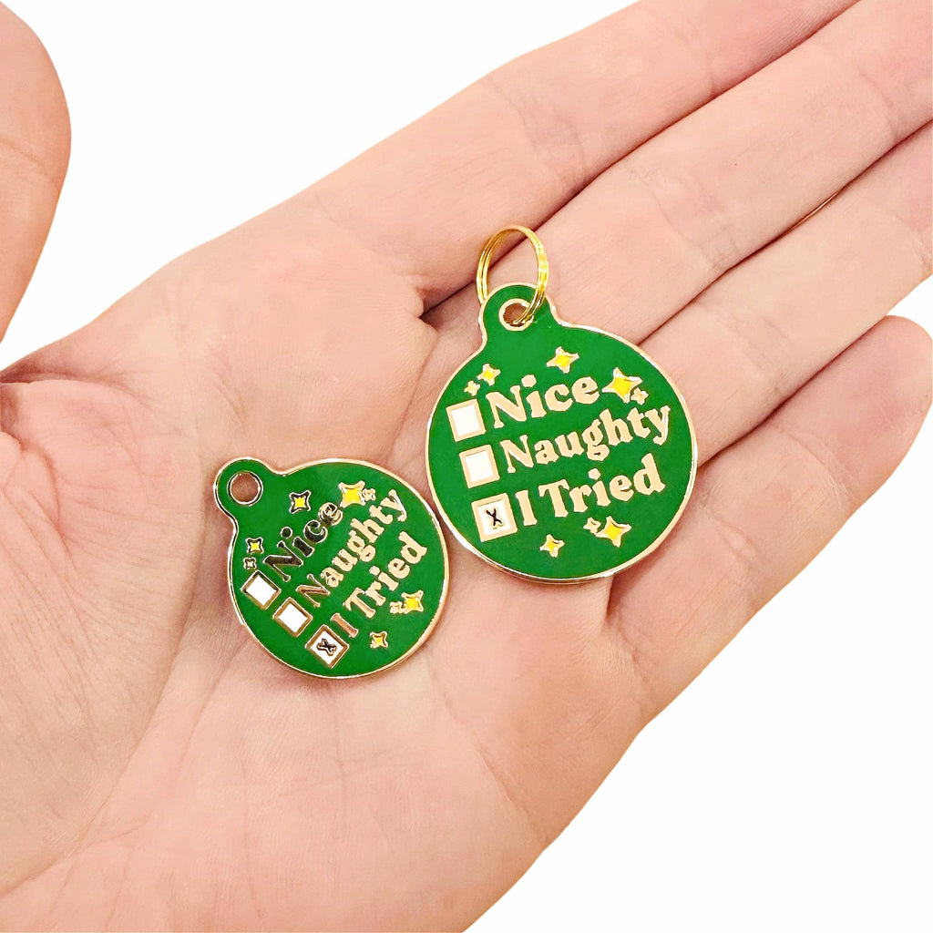 Pet ID Christmas Tag - I Tried (Santa's scroll) - The Dog Shop