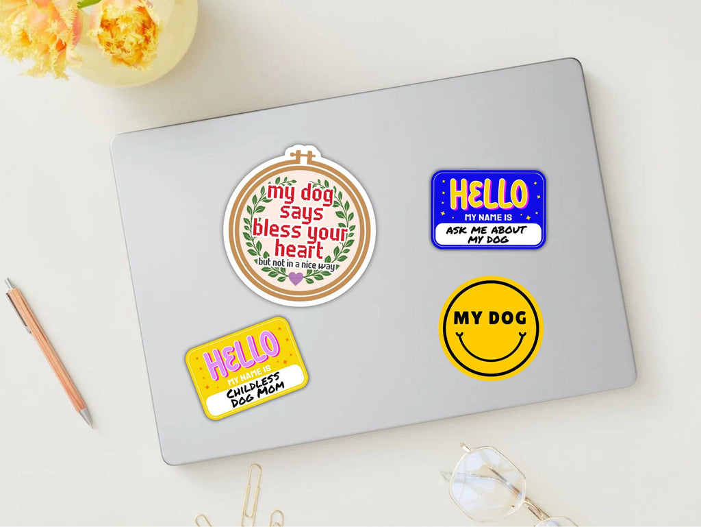 Hello My Name Is Childless Dog Mom Sticker - The Dog Shop