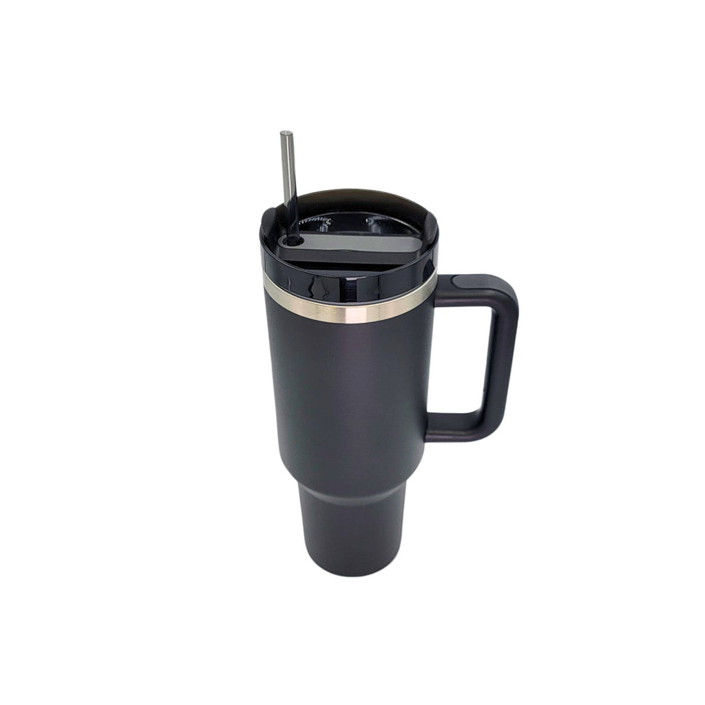 40 Oz. My Dog And I Handled Insulated Tumbler With Straw: Black - The Dog Shop