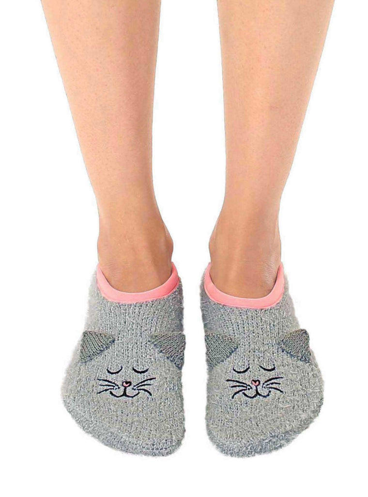 Cat Nap Fuzzy Slipper Socks - Gray - The Dog Shop