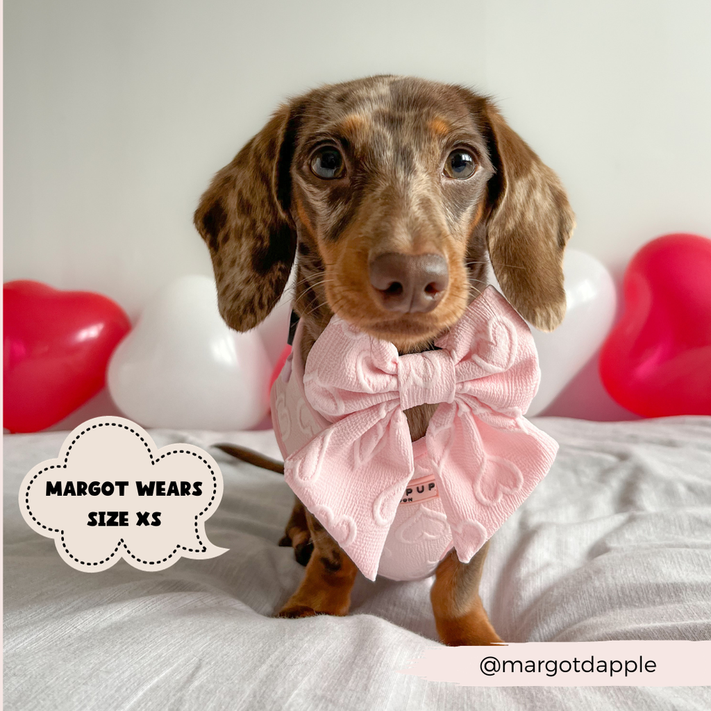 Luxe Sailor Bow - Baby Pink Heart - The Dog Shop
