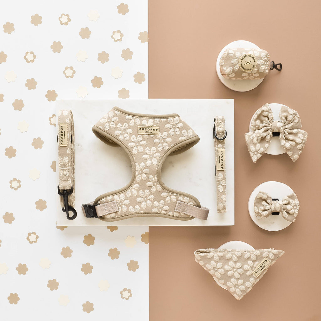 Luxe Sailor Bow - Mocha Flower - The Dog Shop