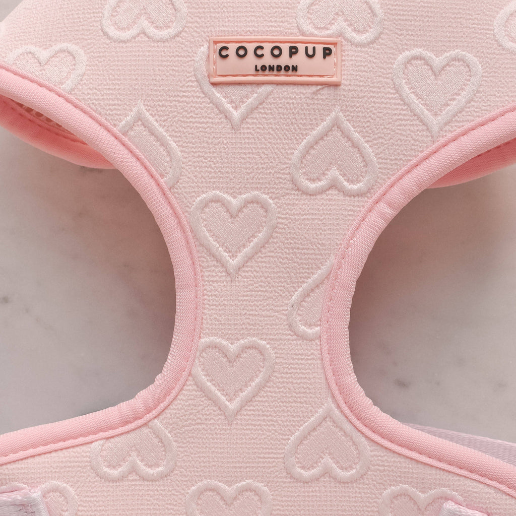 Luxe Adjustable Neck Harness - Baby Pink Heart - The Dog Shop