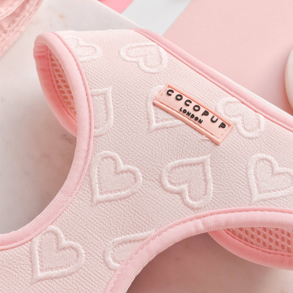 Luxe Adjustable Neck Harness - Baby Pink Heart - The Dog Shop