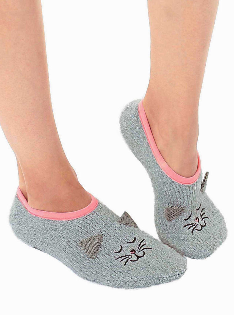 Cat Nap Fuzzy Slipper Socks - Gray - The Dog Shop