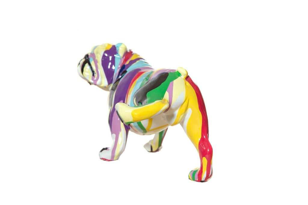 Painted Graffiti Bull Dog with Leg Up Sculpture - The Dog Shop
