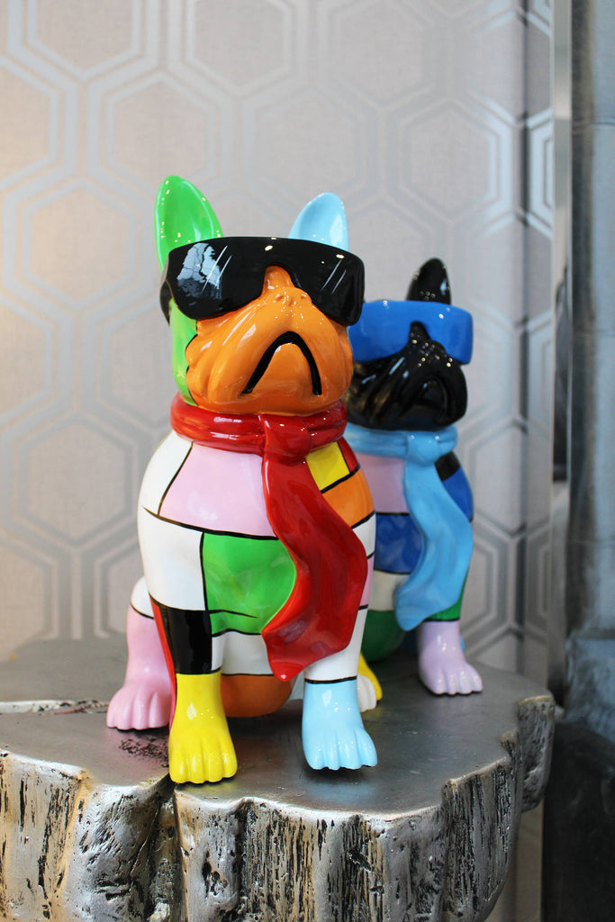 Patchwork Expressionist Dog w/Glasses Sculpture - 14" tall - The Dog Shop