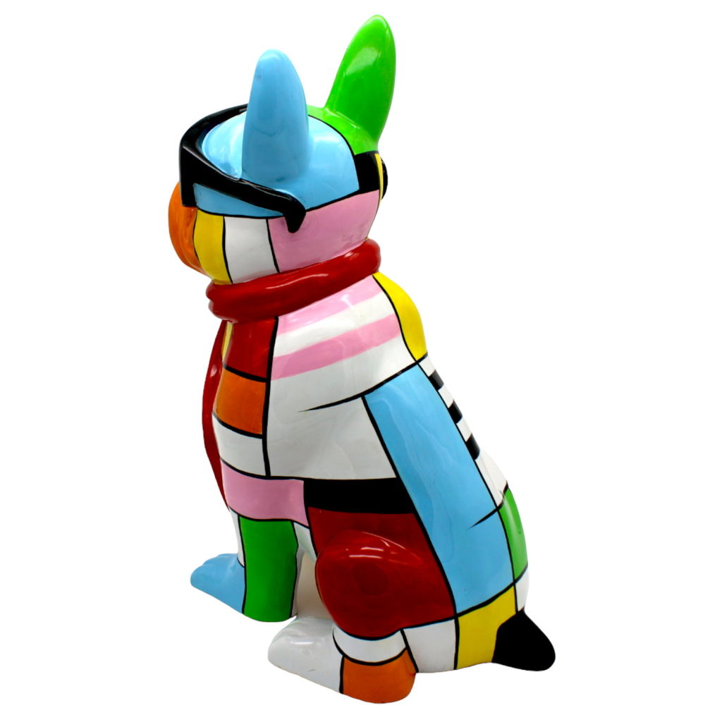 Patchwork Expressionist Dog w/Glasses Sculpture - 14" tall - The Dog Shop