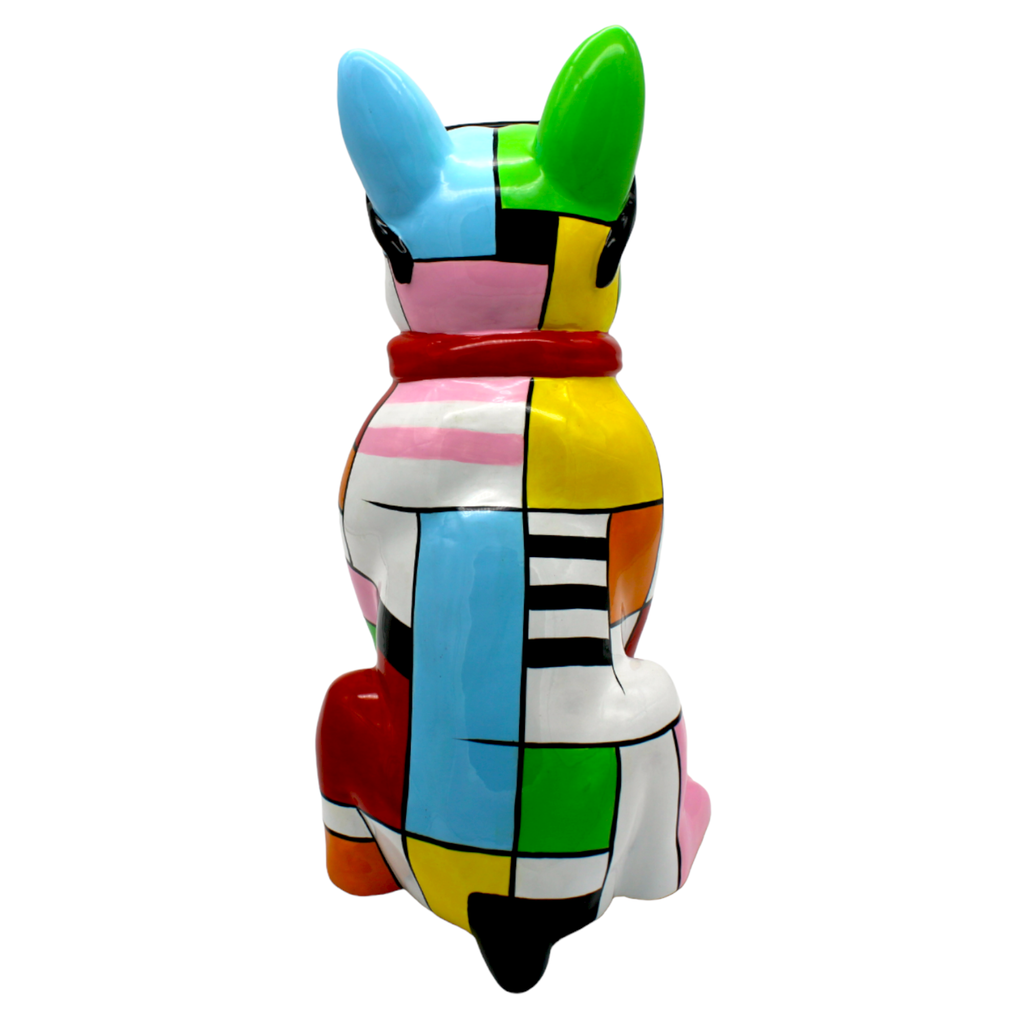 Patchwork Expressionist Dog w/Glasses Sculpture - 14" tall - The Dog Shop
