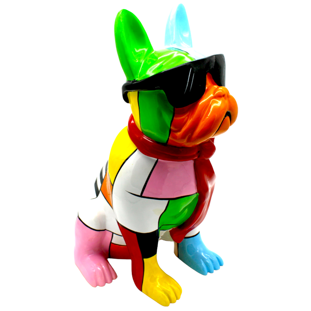 Patchwork Expressionist Dog w/Glasses Sculpture - 14" tall - The Dog Shop