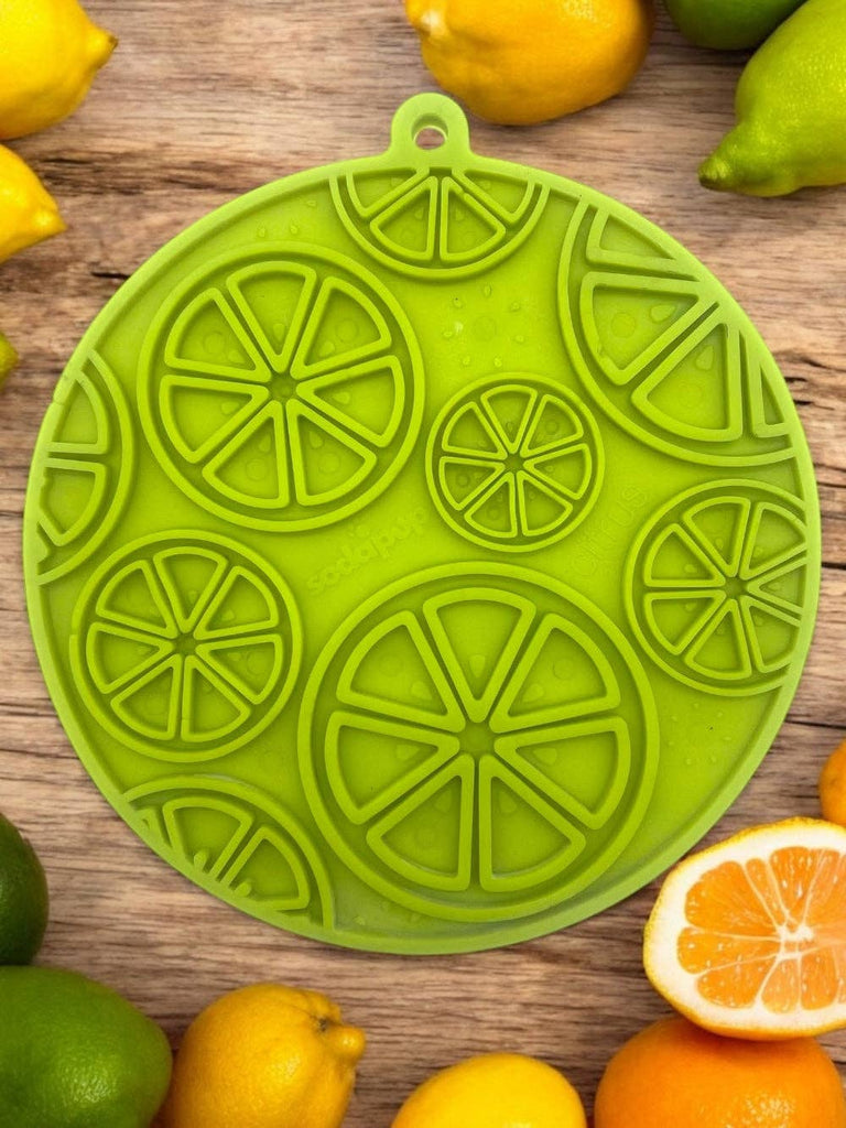Citrus Design eMat Enrichment Lick Mat With Suction Cups: Lime Green Citrus emat - The Dog Shop