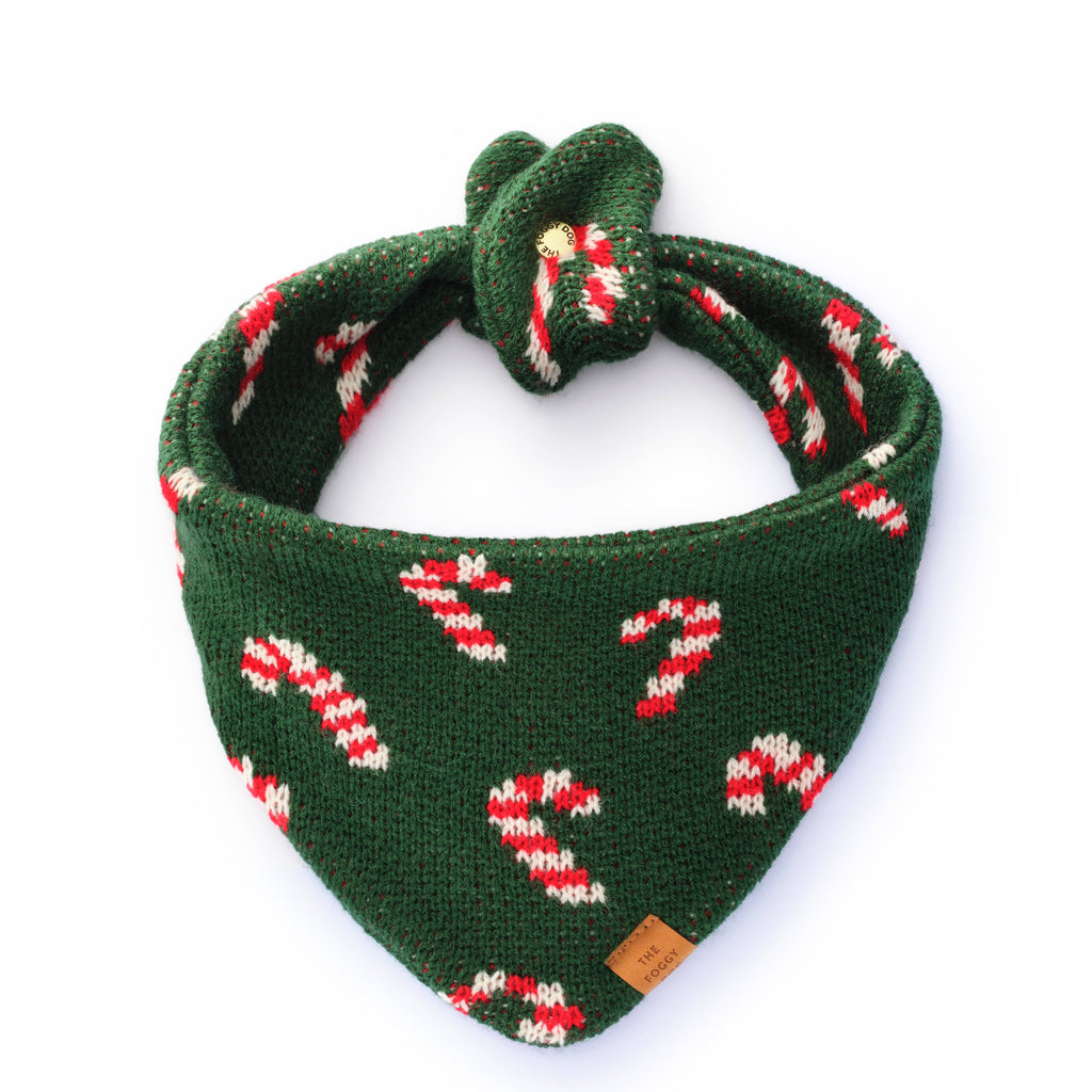 The Foggy Dog Bandana - Candy Cane Knit - The Dog Shop
