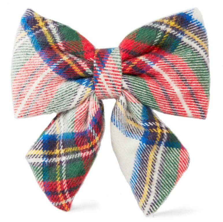 regent plaid flannel dog lady bow dawning yellows, greens, reds, and blues in design