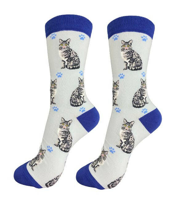 Cat Socks-Silver Tabby Full Body - The Dog Shop
