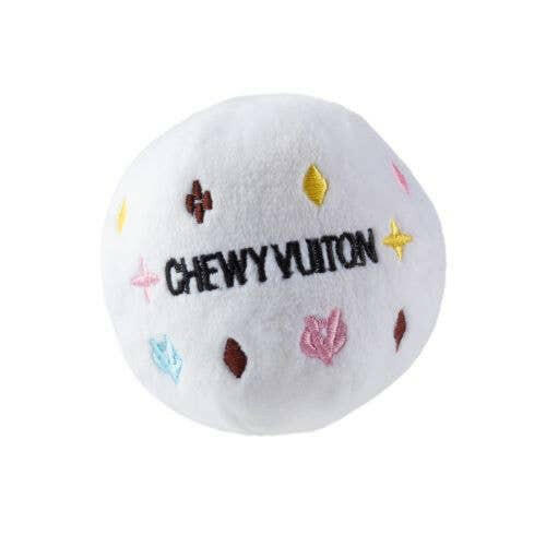 Chewy Vuiton Ball Dog Toy - White - The Dog Shop