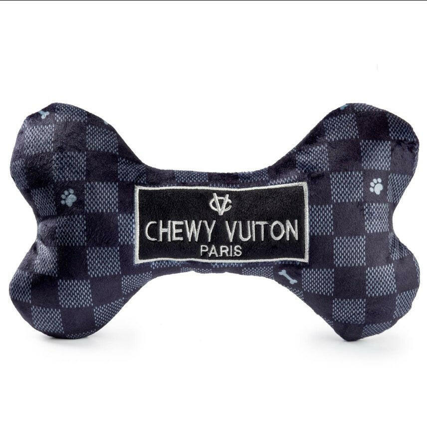 Chewy Vuiton Bone Dog Toy - Black Checker - The Dog Shop