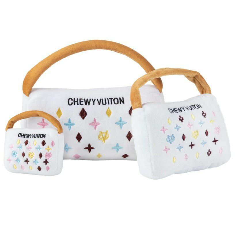 Chewy Vuiton Purse Dog Toy - White - The Dog Shop