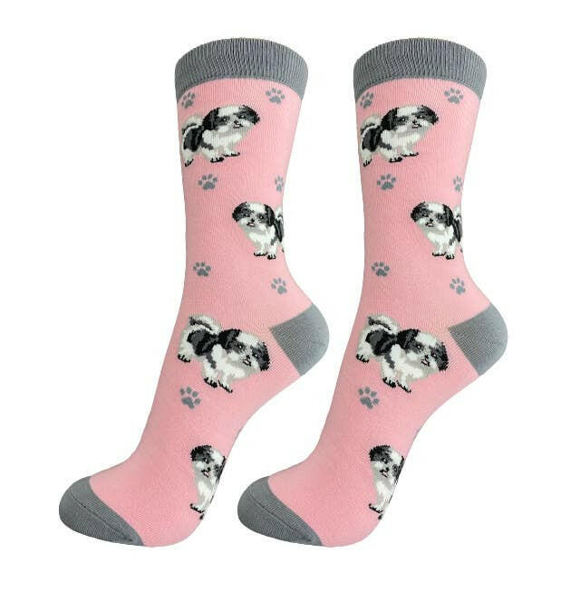 Shih Tzu Black & White Socks-Full Body - The Dog Shop