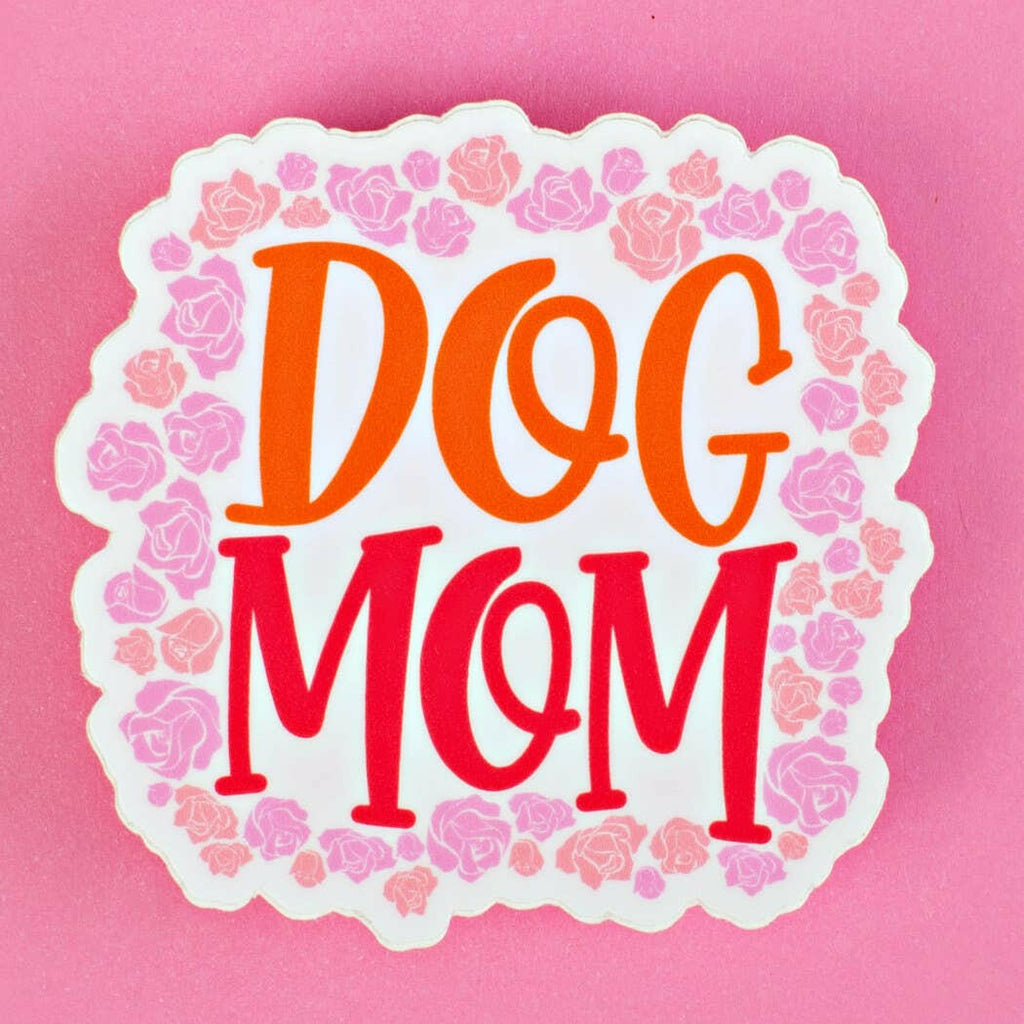 Floral Pink Dog Mom Vinyl Sticker - The Dog Shop