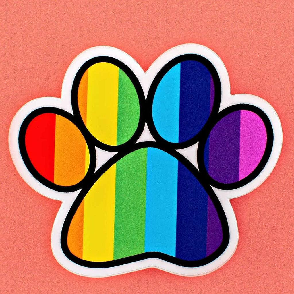 Pride Rainbow Paw Print Vinyl Sticker - The Dog Shop
