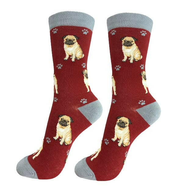 Pug Tan Socks-Full Body - The Dog Shop