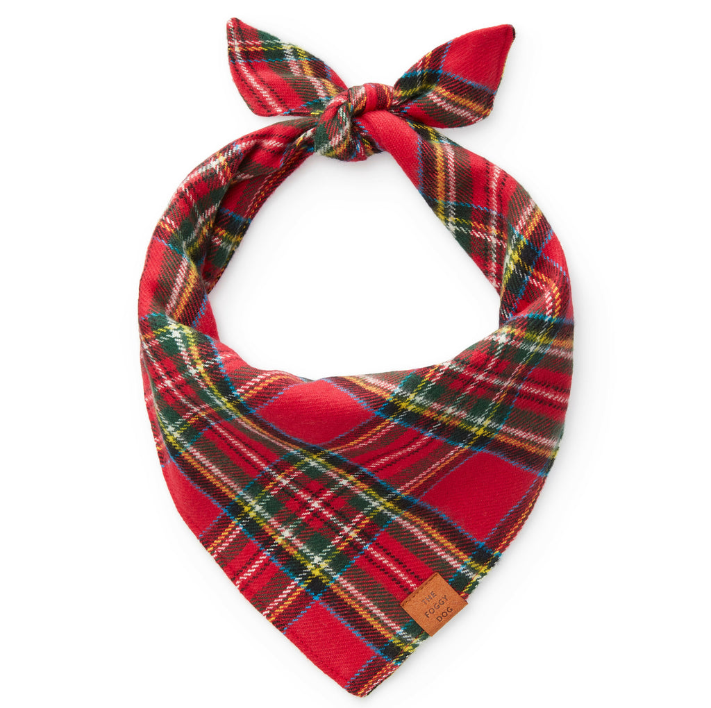 traditional red tartan plaid flannel dog bandana