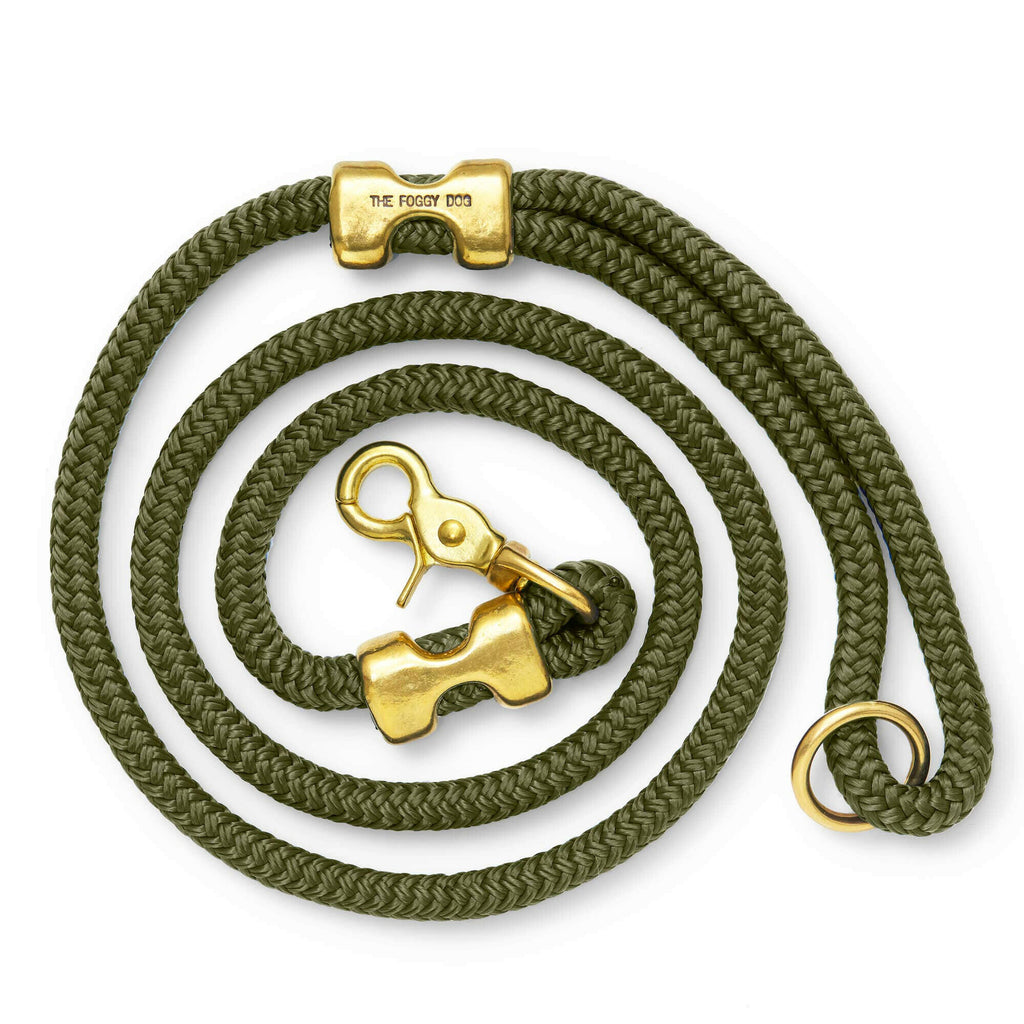 The Foggy Dog Marine Rope Leash - Olive - The Dog Shop